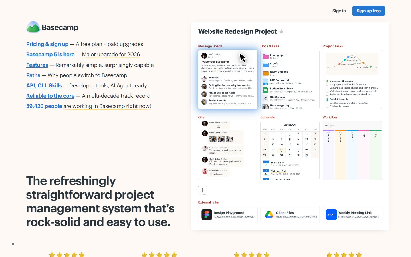 Screenshot of basecamp.com